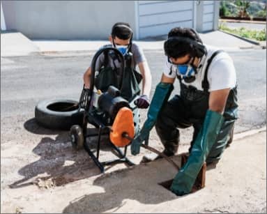 professionals-unblocking-sewers-street-sidewalk-electric-unclog